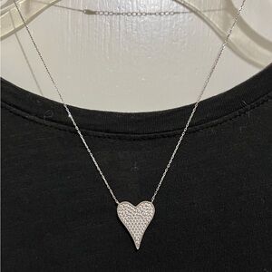 Dainty crystal heart pendant on sterling silver chain. 16-18”.